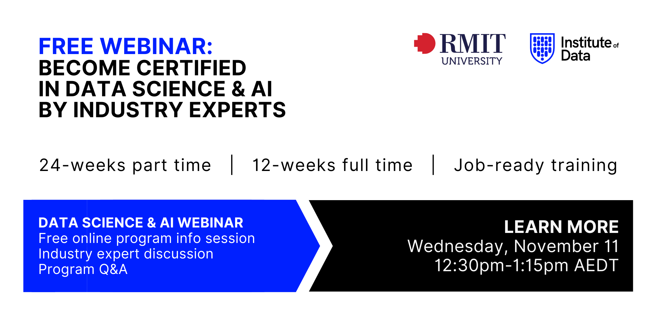 Institute of Data RMIT - Data Science Program - Online Info Session - November 11 2020