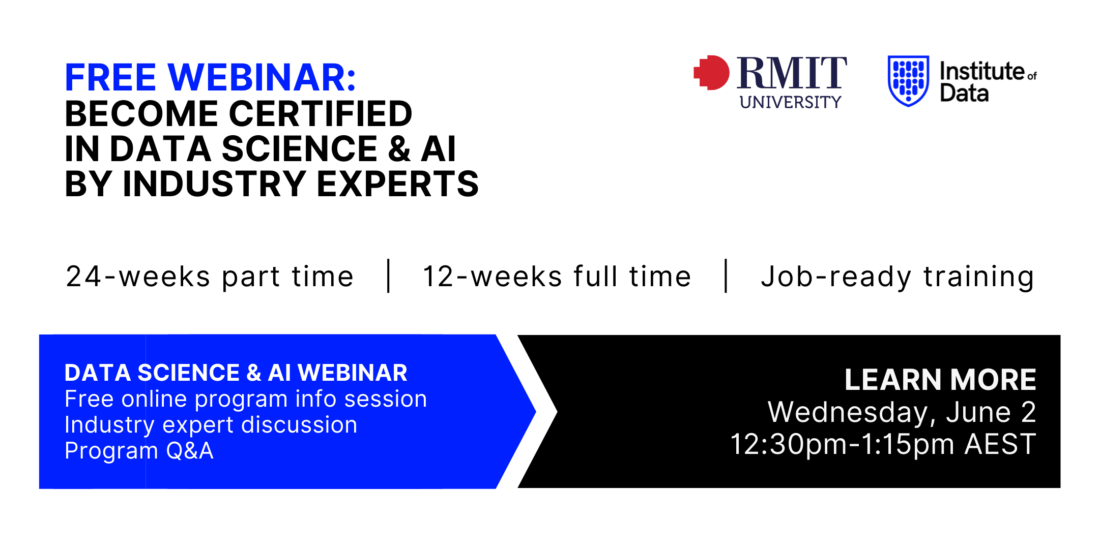 Institute of Data RMIT - Data Science and AI Program - Online Info Session - June 2 2021